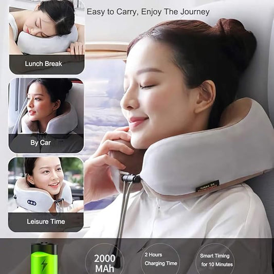 High Quality USB Rechargeable Heating Cervical Relax Neck Shoulder Pillow U-shaped Kneading Massager Machine Pillow