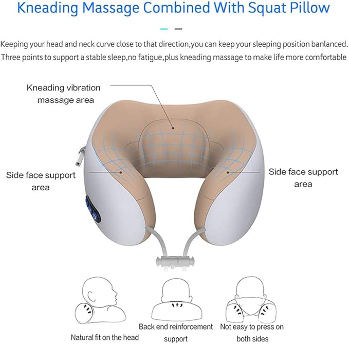 High Quality USB Rechargeable Heating Cervical Relax Neck Shoulder Pillow U-shaped Kneading Massager Machine Pillow